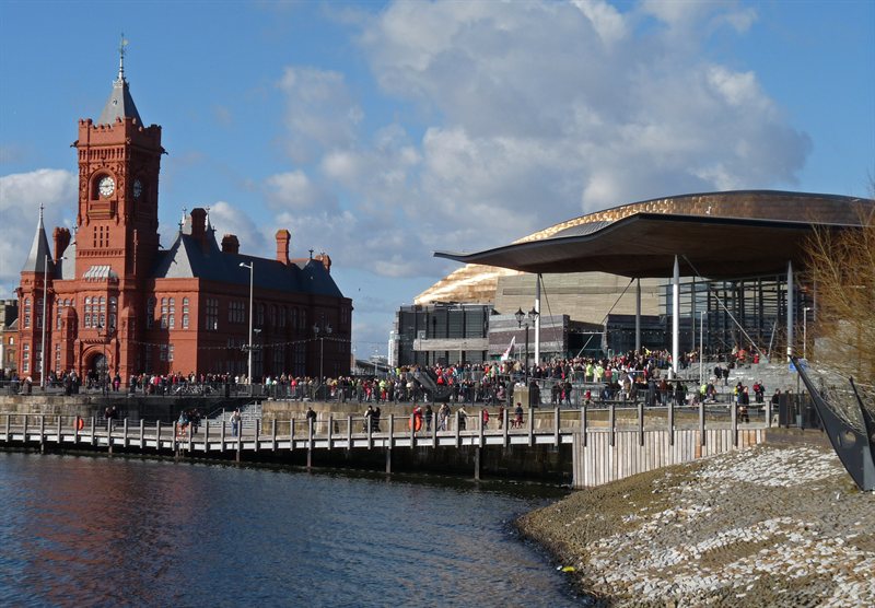 People enjoying St David's Day at the Senedd