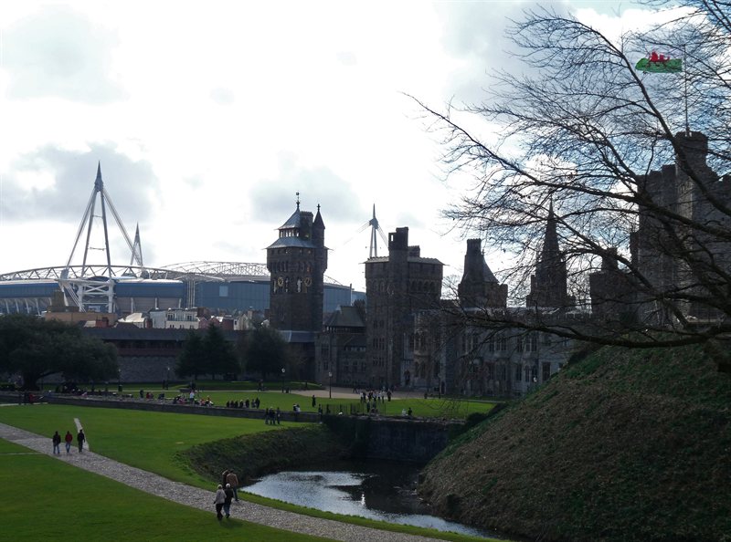 Cardiff Castle and the Millenium Stadium