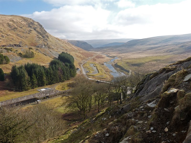 View down the valley from Claerwen