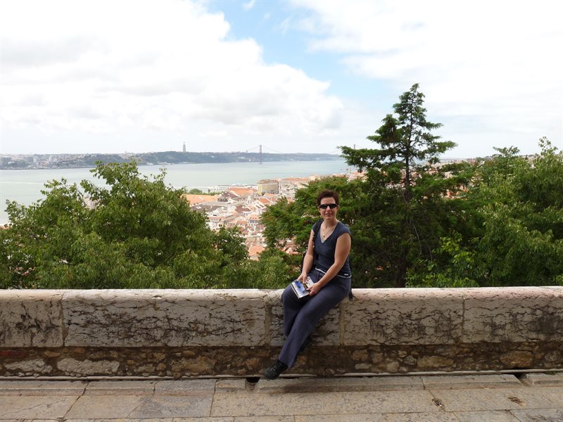 Claire with Lisbon in background