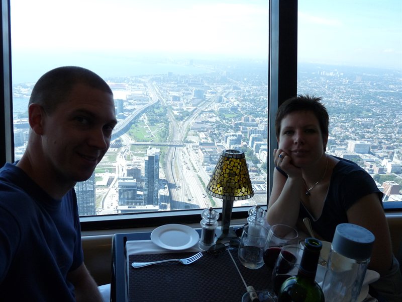 Enjoying a nice meal in the CN Tower
