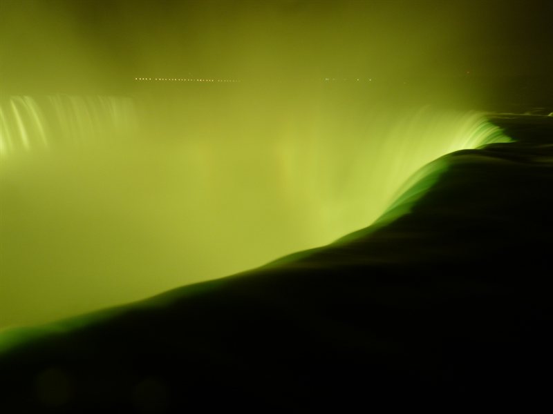 The Falls illuminated at night