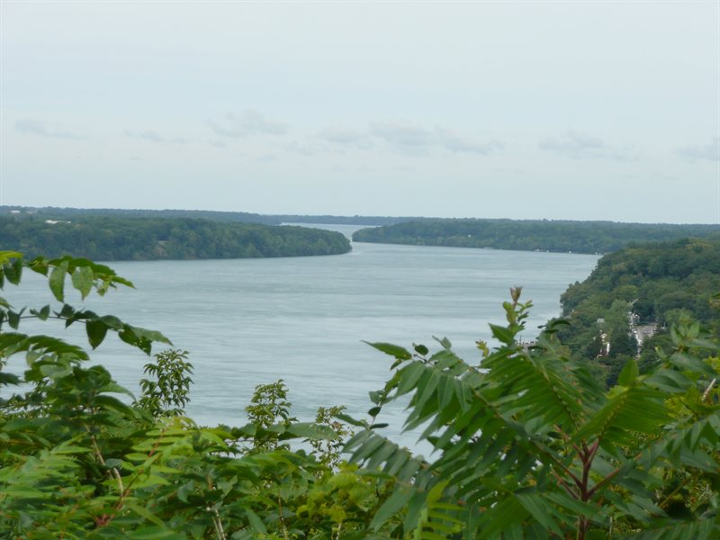 The Niagara River flowing between the USA and Canada