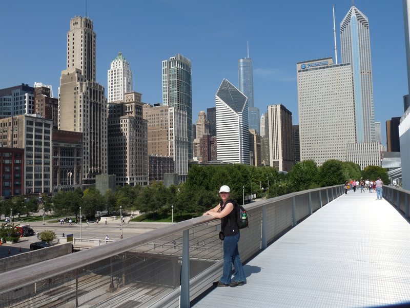 Claire and the city skyline