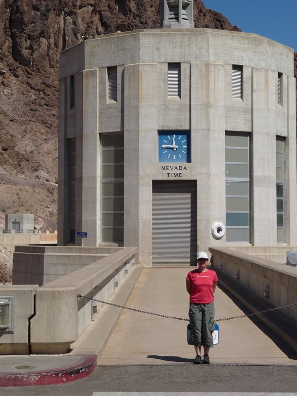 Claire outside the Nevada inlet tower