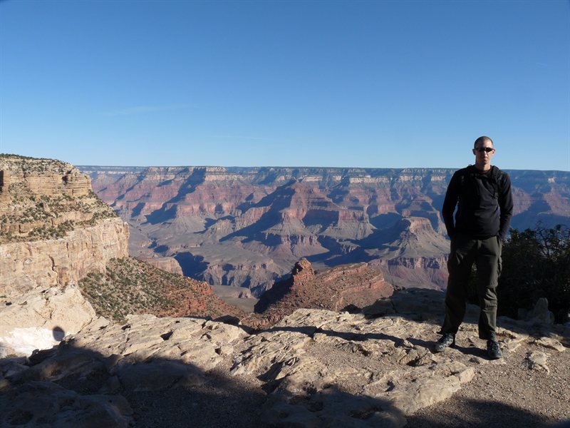 At the south rim of the Grand Canyon