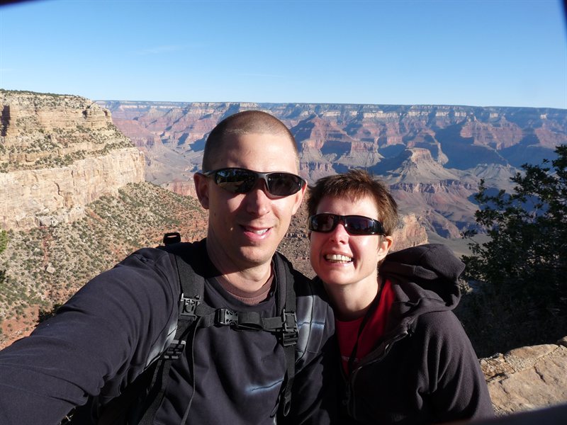 At the south rim of the Grand Canyon