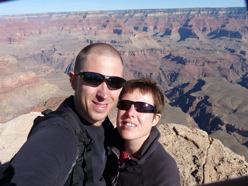 At the south rim of the Grand Canyon