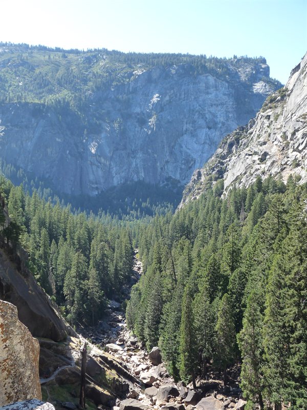 The view down the valley from the top of Vernal Falls