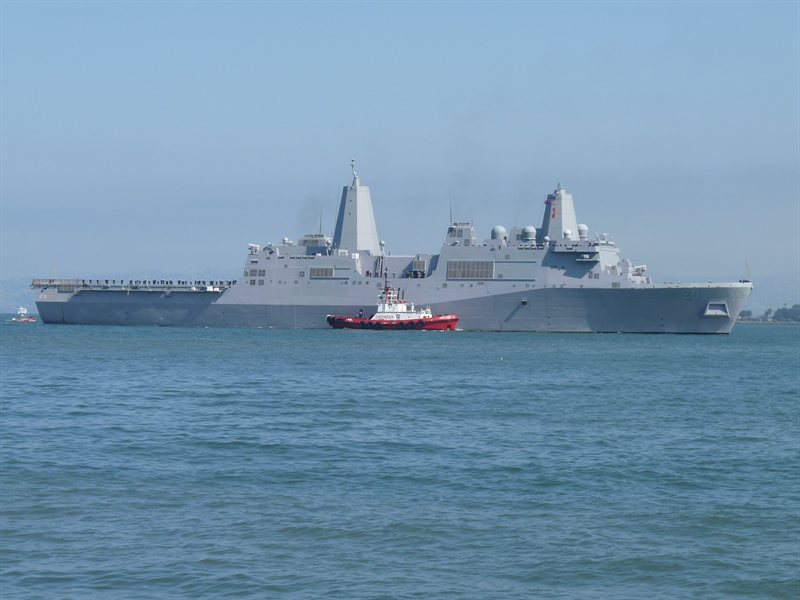Navy vessel sailing in for Fleet Week