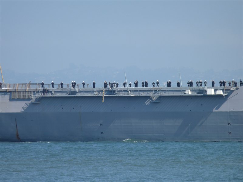 Navy vessel sailing in for Fleet Week
