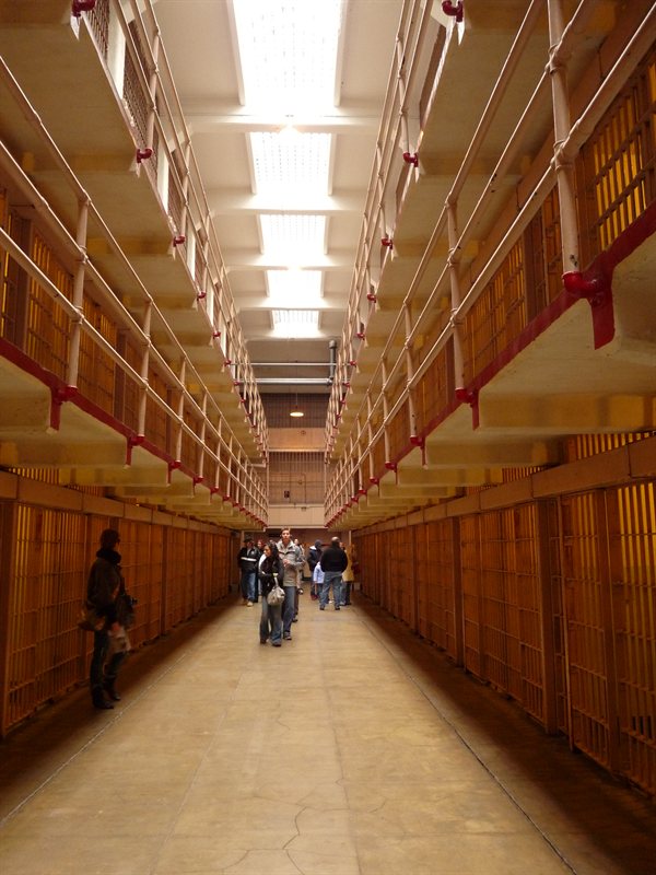 Inside the cell block on Alcatraz