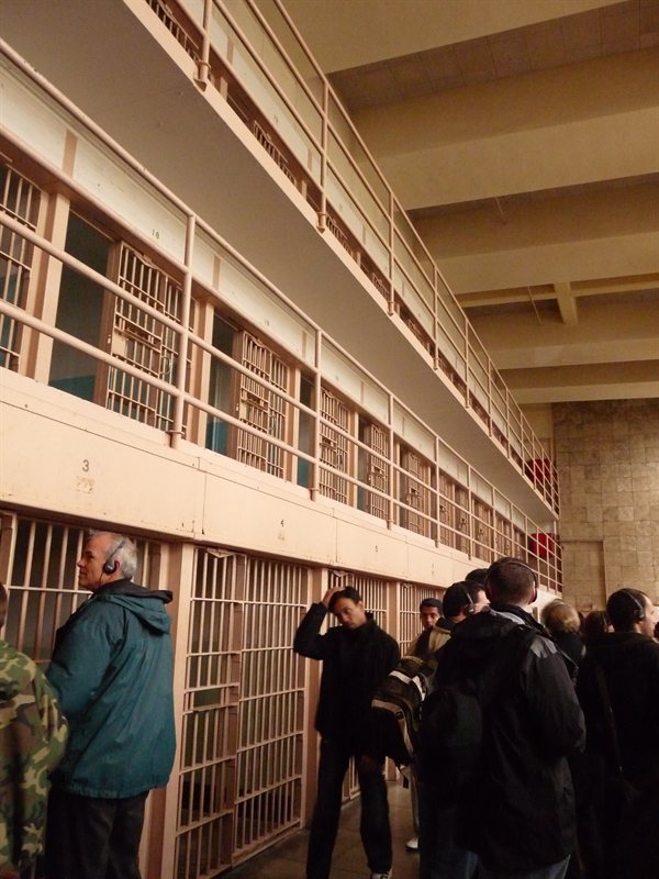 Inside the cell block on Alcatraz