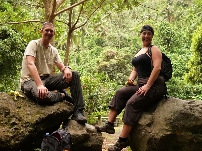 Ed and Sophie at the end of the cross-island trek