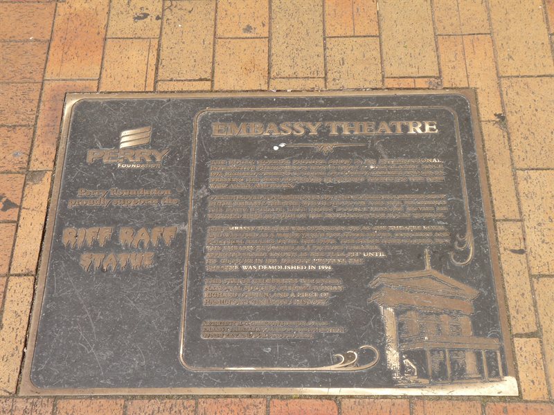 Embassy Theatre plaque in Hamilton