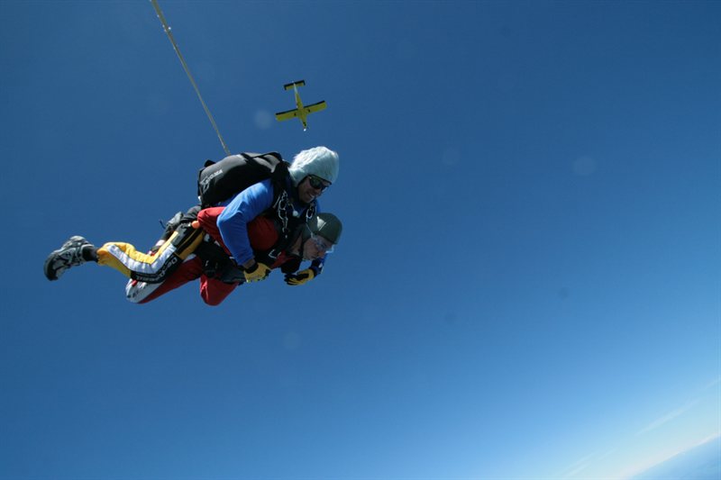 Ed skydiving over Lake Taupo