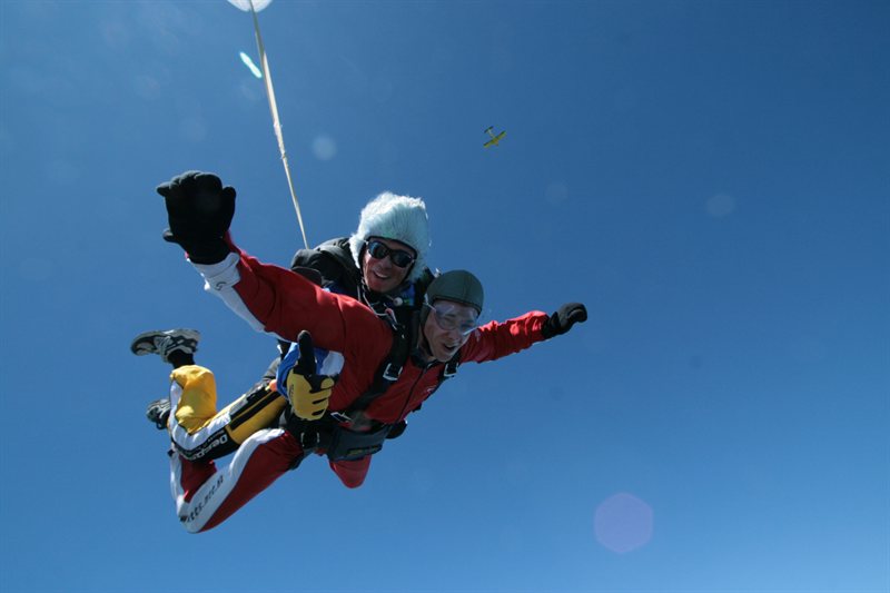 Ed skydiving over Lake Taupo
