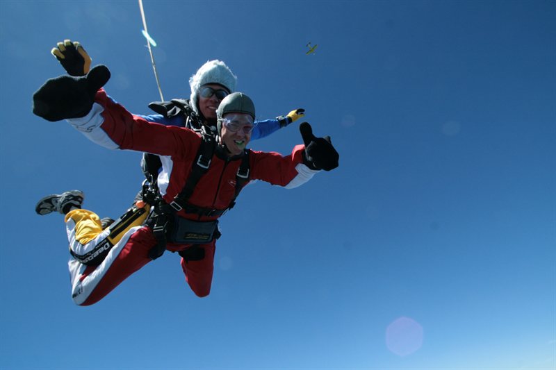 Ed skydiving over Lake Taupo