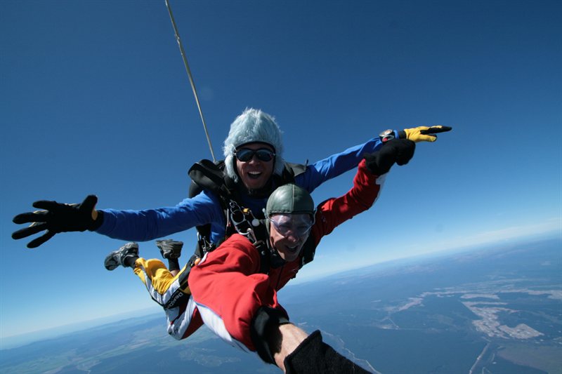 Ed skydiving over Lake Taupo