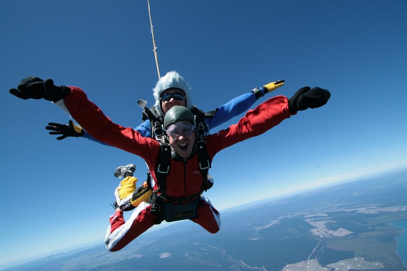 Ed skydiving over Lake Taupo