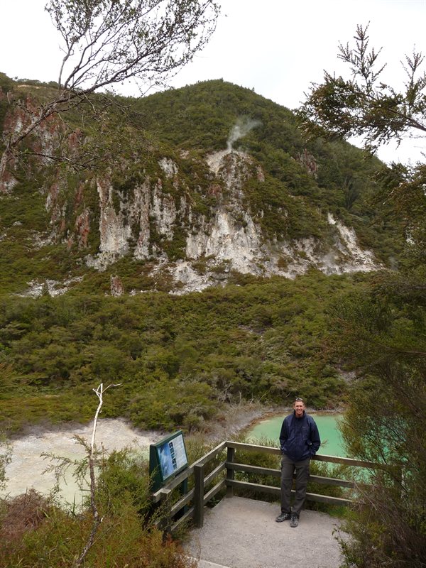 Ed overlooking the crater lake at Rainbow Mountain