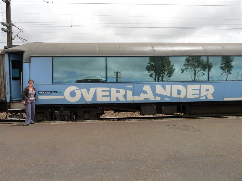 Claire by the train at National Park Station
