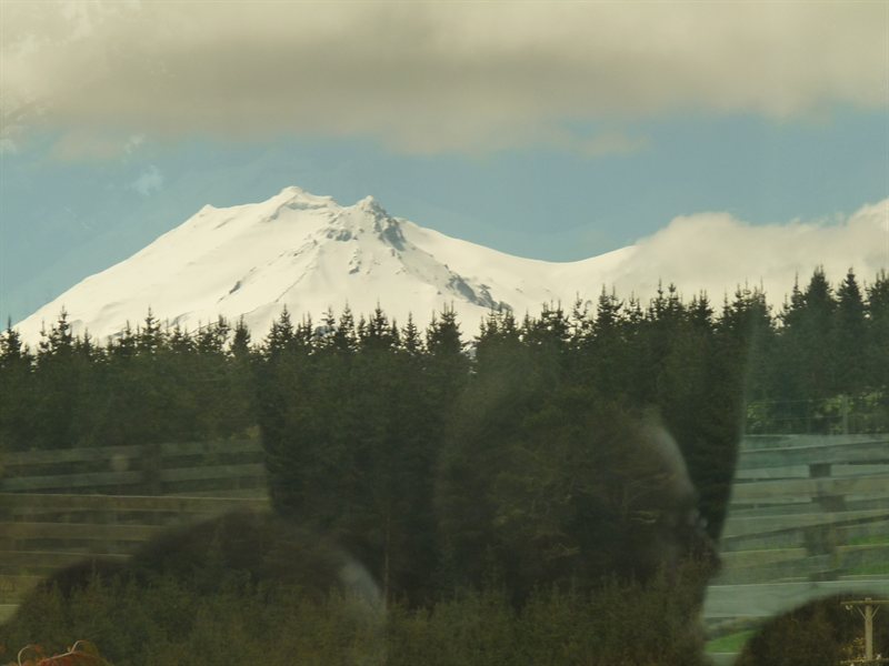 The mountains of the Tongariro National Park from the train