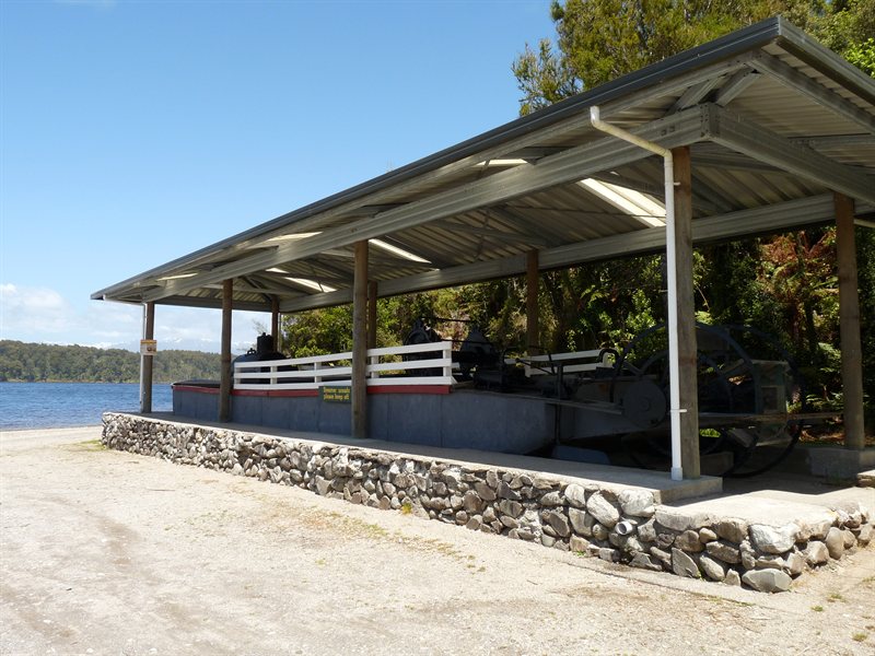 Historic restored paddle steamer at Lake Mahinapua