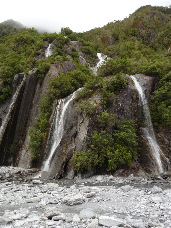 Waterfall at Franz Joseph Glacier