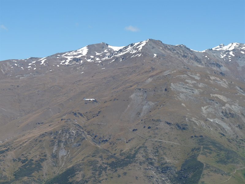 Aircraft in the valley approaching Queenstown airport
