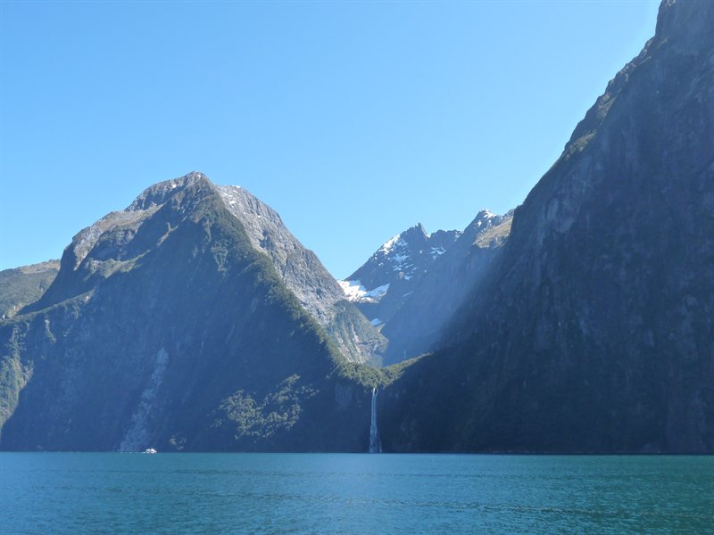 Waterfall from a hanging valley in Milford Sound