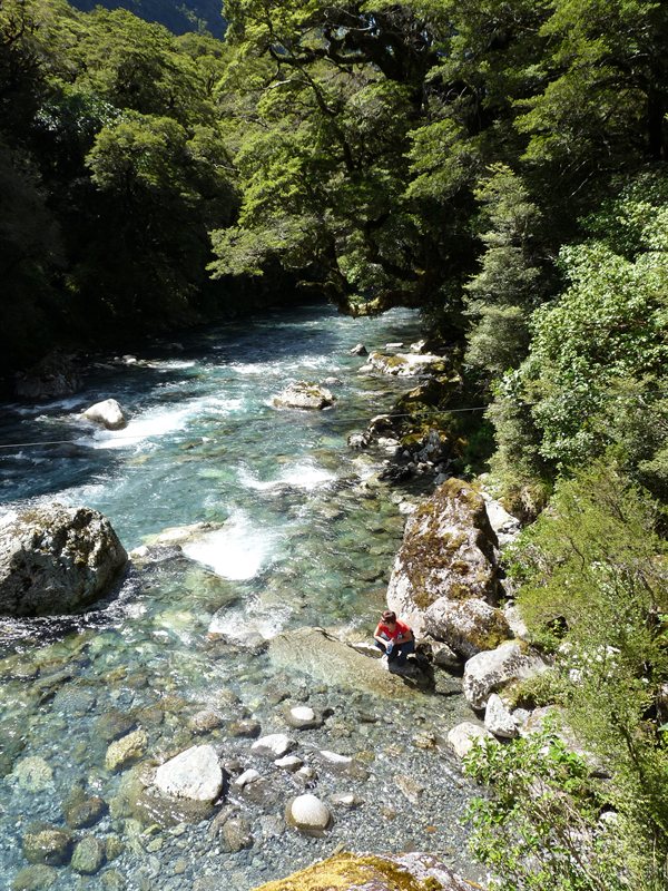 Claire filling our water bottles from the Cleddau River