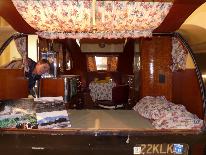 Inside an old caravan