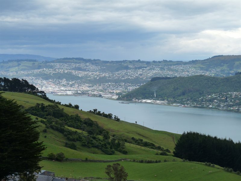 Looking back at Dunedin from Otago Peninsula