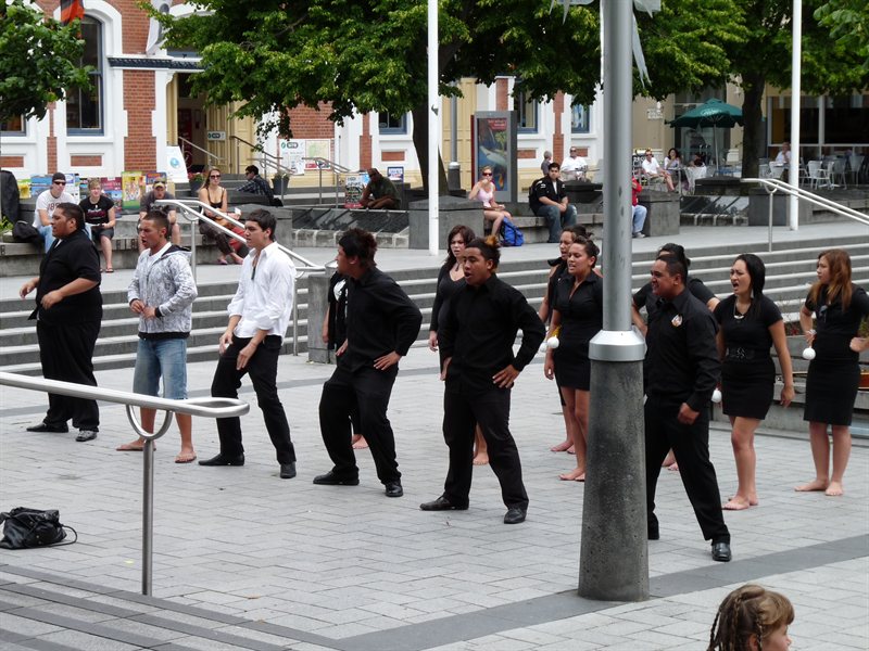 Maori performers in Cathedral Square, Christchurch