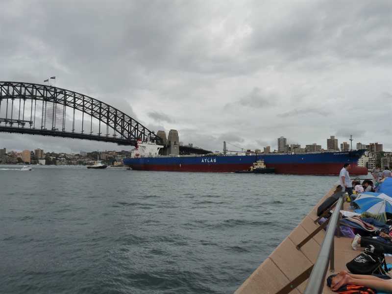 Ship leaving under the Harbour Bridge