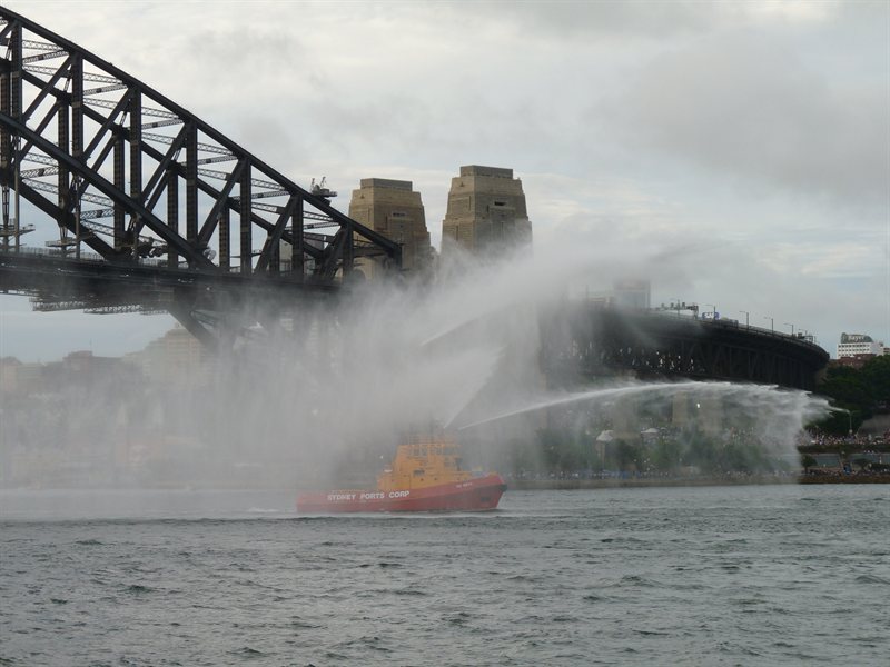 Fire tug in the harbour on New Year's Eve