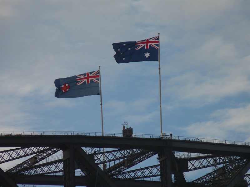 Flags on Sydney Harbour Bridge