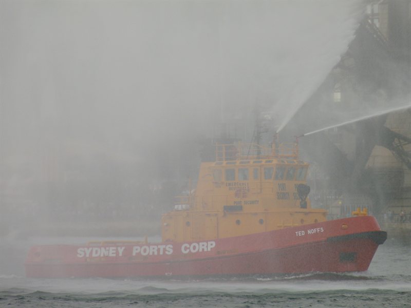 Fire tug in the harbour on New Year's Eve