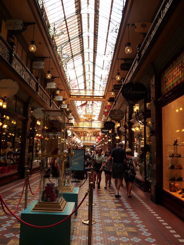 Inside a shopping arcade in Sydney