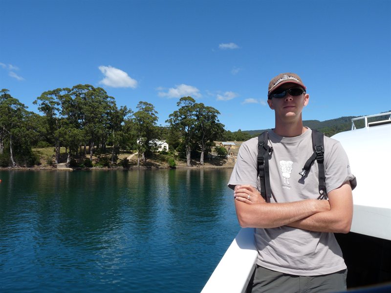 Ed onboard the boat at Port Arthur