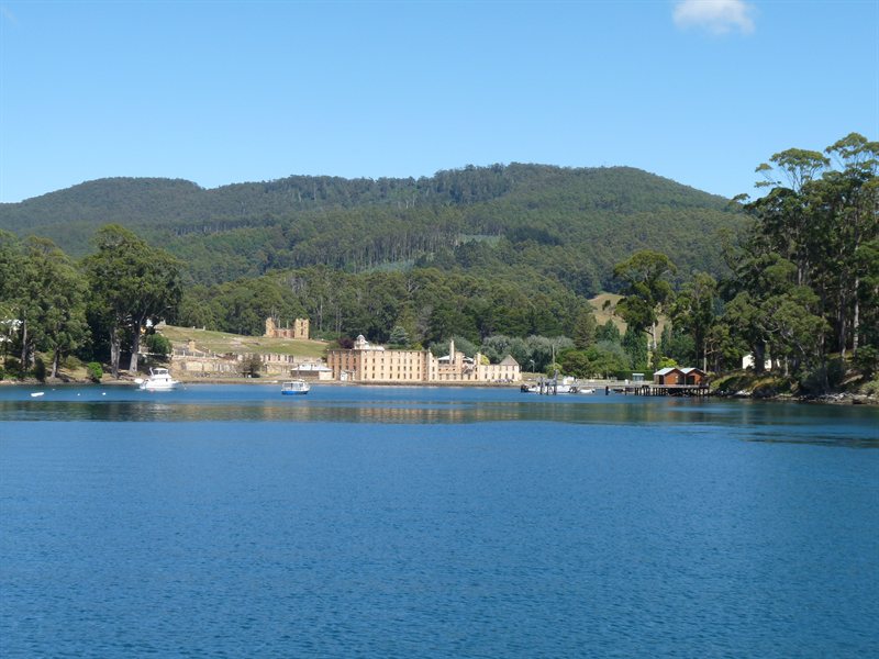 Looking back at Port Arthur from the boat