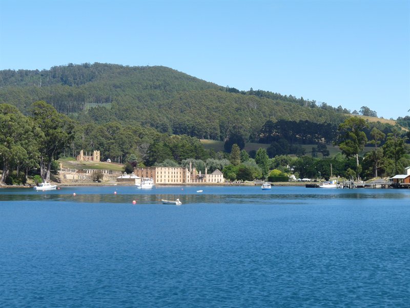 Looking back at Port Arthur from the boat