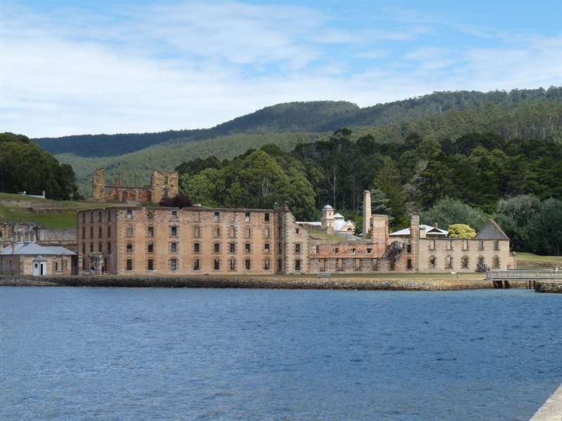 Looking back at Port Arthur from the boat