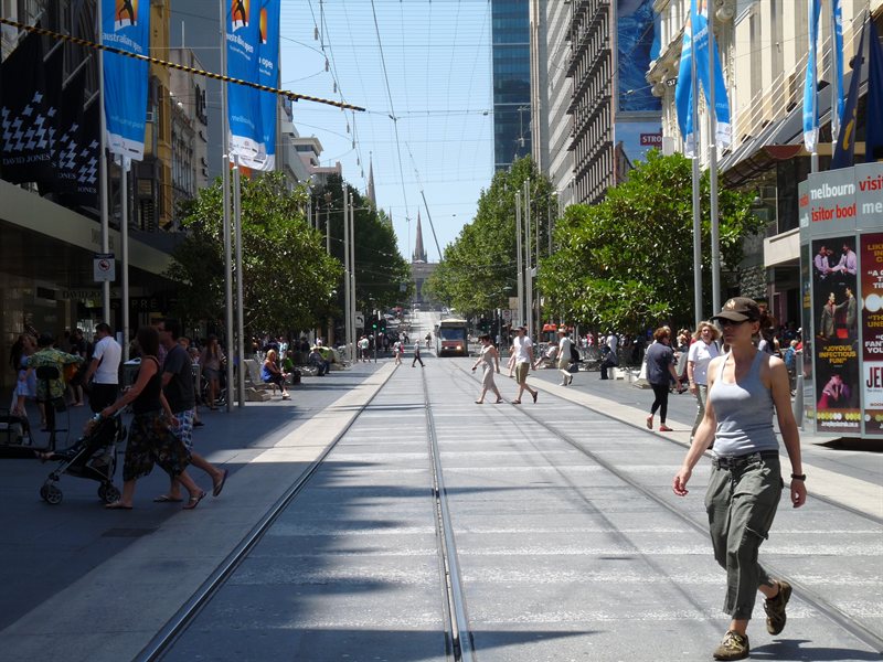Shopping street in Melbourne