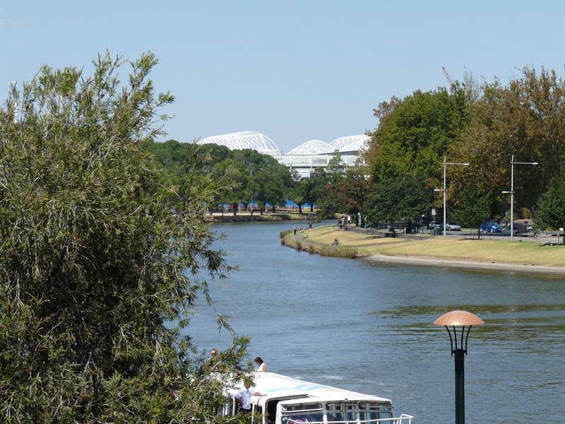 View down the river to where the Open Tennis event is being held