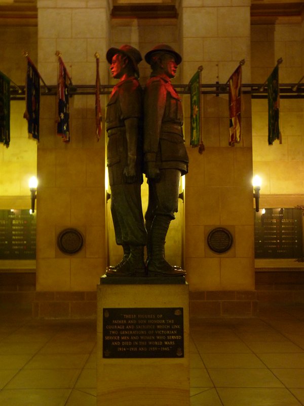 "Father and Son" memorial in the crypt at the Shrine of Remembrance