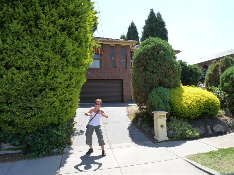Claire outside Paul Robinson's house