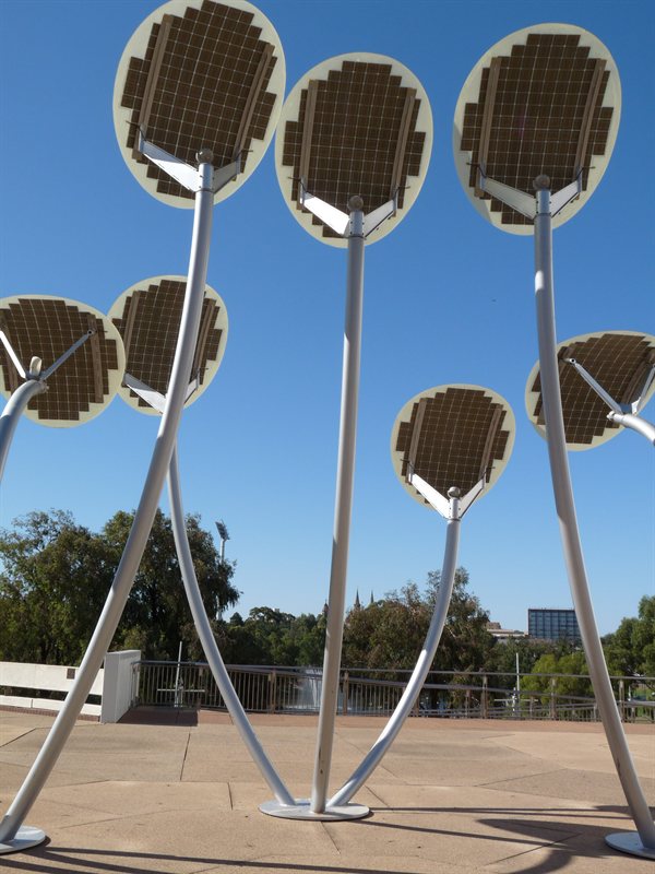 Solar powered street lighting outside Adelaide Festival Centre