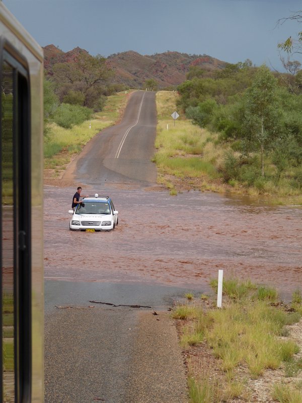 Stuck vehicle in river crossing